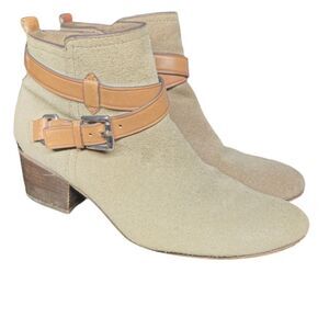 Coach Pauline Tan Suede Side Zip Ankle Bootie 7.5